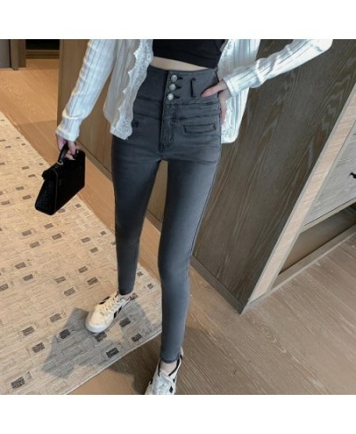 Woman High Waist Jeans Female New Fashion Casual Streetwear Slim Black Blue Jeans Ladies Vintage Stretch Denim Pencil Pants G...