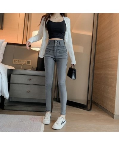 Woman High Waist Jeans Female New Fashion Casual Streetwear Slim Black Blue Jeans Ladies Vintage Stretch Denim Pencil Pants G...