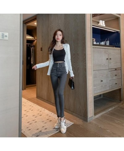 Woman High Waist Jeans Female New Fashion Casual Streetwear Slim Black Blue Jeans Ladies Vintage Stretch Denim Pencil Pants G...