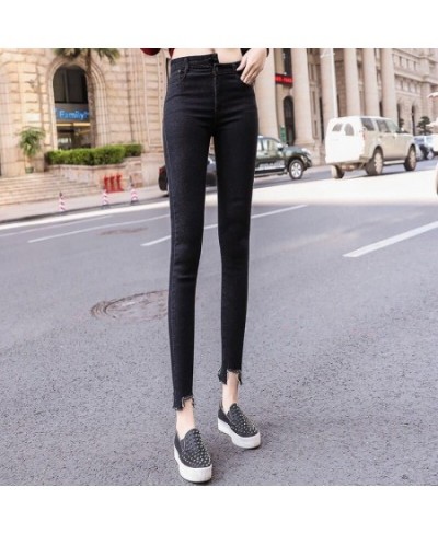 Woman High Waist Jeans Female New Fashion Casual Streetwear Slim Black Blue Jeans Ladies Vintage Stretch Denim Pencil Pants G...