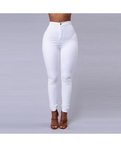 Solid Color Skinny Jeans Woman White Black High Waist Render Jeans Vintage Sexy Long Pants Femme Casual Pencil Pants Denim $2...