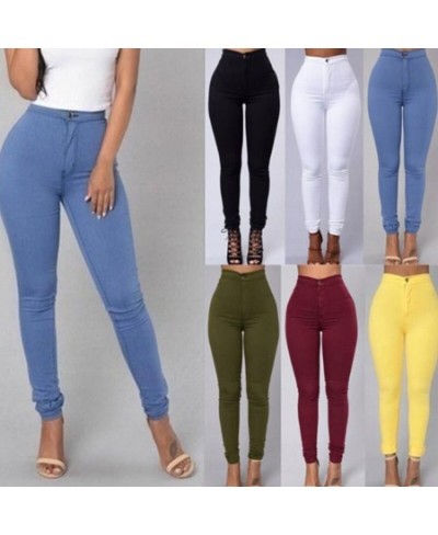 Solid Color Skinny Jeans Woman White Black High Waist Render Jeans Vintage Sexy Long Pants Femme Casual Pencil Pants Denim $2...