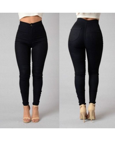 Solid Color Skinny Jeans Woman White Black High Waist Render Jeans Vintage Sexy Long Pants Femme Casual Pencil Pants Denim $2...