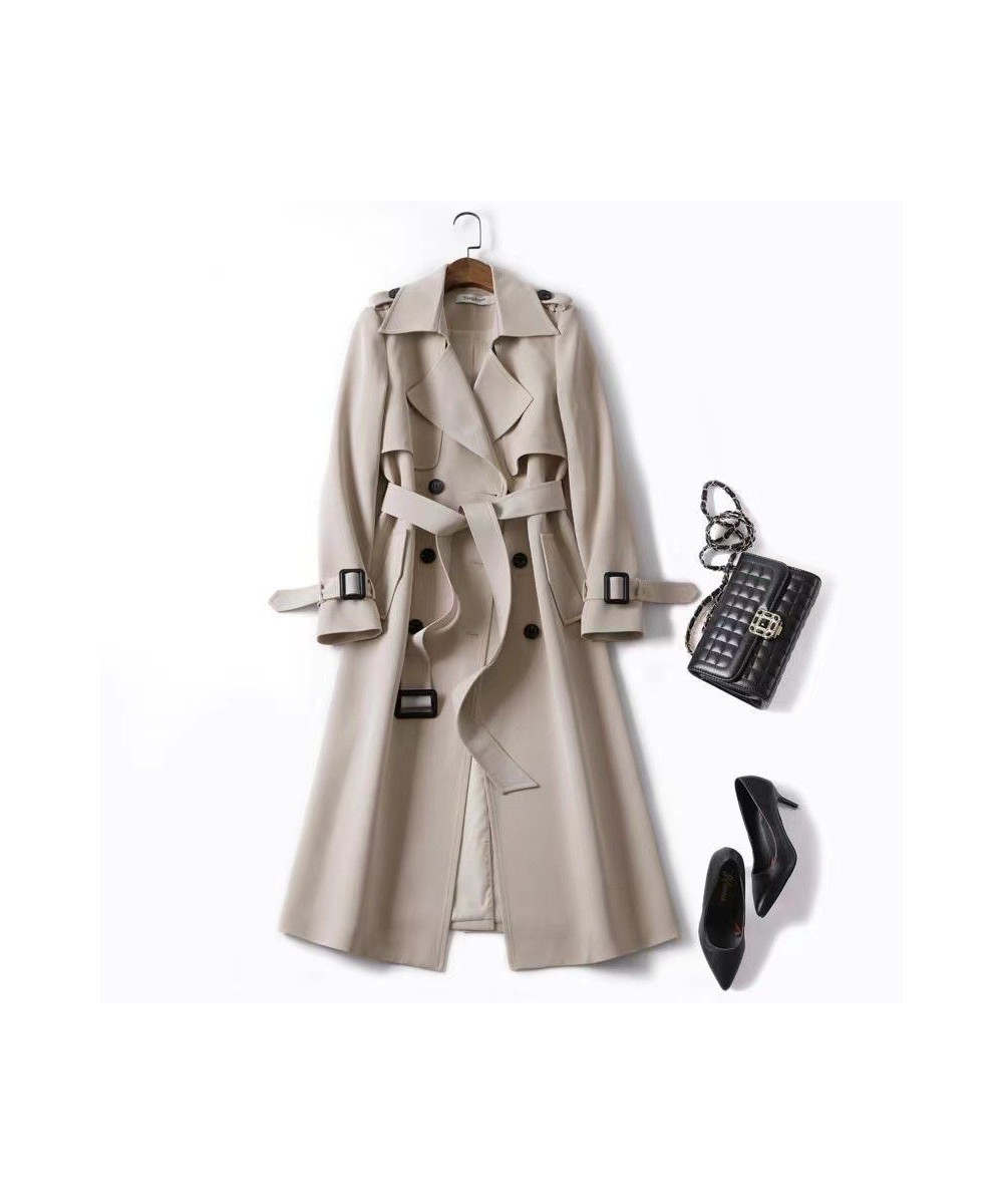 Windbreaker Women's Medium Length Spring and Autumn New Korean Version Large British Style Coat Trench Coat for Women $59.09 ...