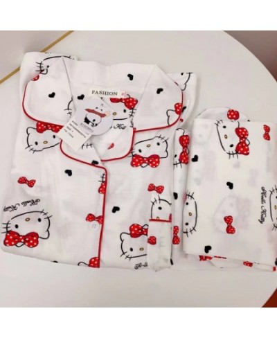 Hello Kitty Kawaii Anime Pijamas Set For Women Spring And Autumn New Korean Pyjama Cartoon Y2k Loose Homewear Clothes $35.66 ...