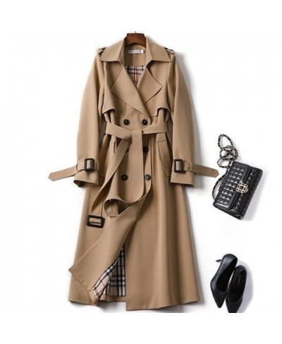 Windbreaker Women's Medium Length Spring and Autumn New Korean Version Large British Style Coat Trench Coat for Women $59.09 ...