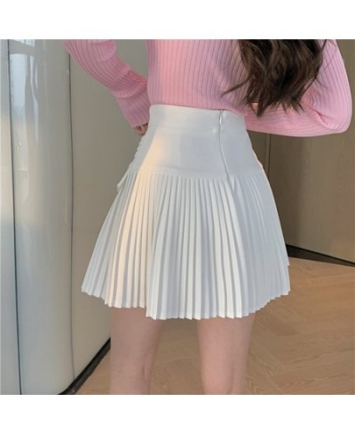 Black Pleated Skirts Women High Waist Mini Skirt Metal Letter D Design A-Line Clubwear Korean Sexy Streetwear Show Casual $35...