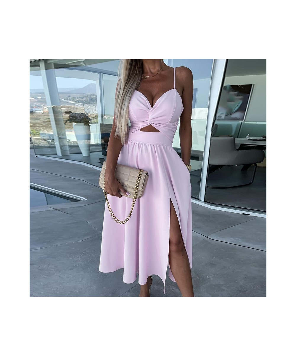 Summer Women Slim Fit A Line Midi Dress 2023 Party Club Sleeveless V Neck Solid Dress Elegant Lady Patchwork Off Shoulder Dre...