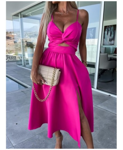 Summer Women Slim Fit A Line Midi Dress 2023 Party Club Sleeveless V Neck Solid Dress Elegant Lady Patchwork Off Shoulder Dre...