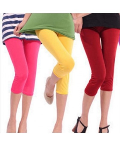 Women Summer Leggings Sexy Solid Legging Candy Neon High Stretched Short Jeggings Fitness Ballet Cropped Trousers Candy Color...