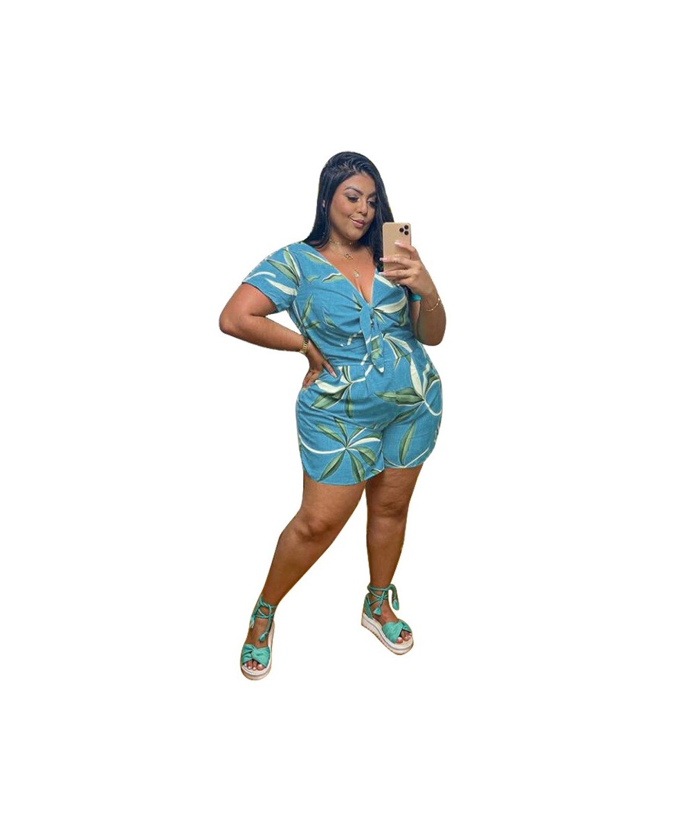 Plus Size Playsuit Summer Jumpsuit Women Wholesale Solid V Neck Wide Leg Casual Streetwear Rompers One Piece Outfit $32.66 - ...