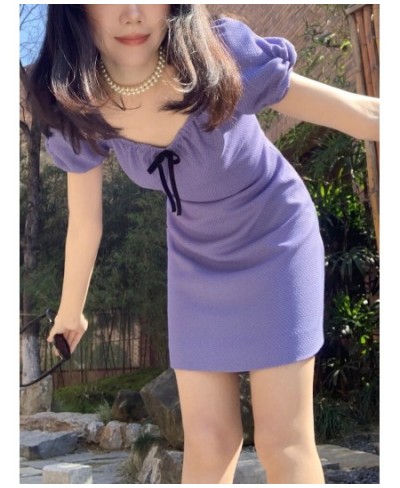 French Vintage Y2k Mini Dress Office Lady Elegant Casual Dress Party One Piece Dress Korean Fashion Woman Summer 2023 Bow $46...