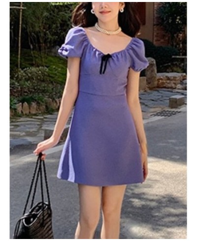 French Vintage Y2k Mini Dress Office Lady Elegant Casual Dress Party One Piece Dress Korean Fashion Woman Summer 2023 Bow $46...