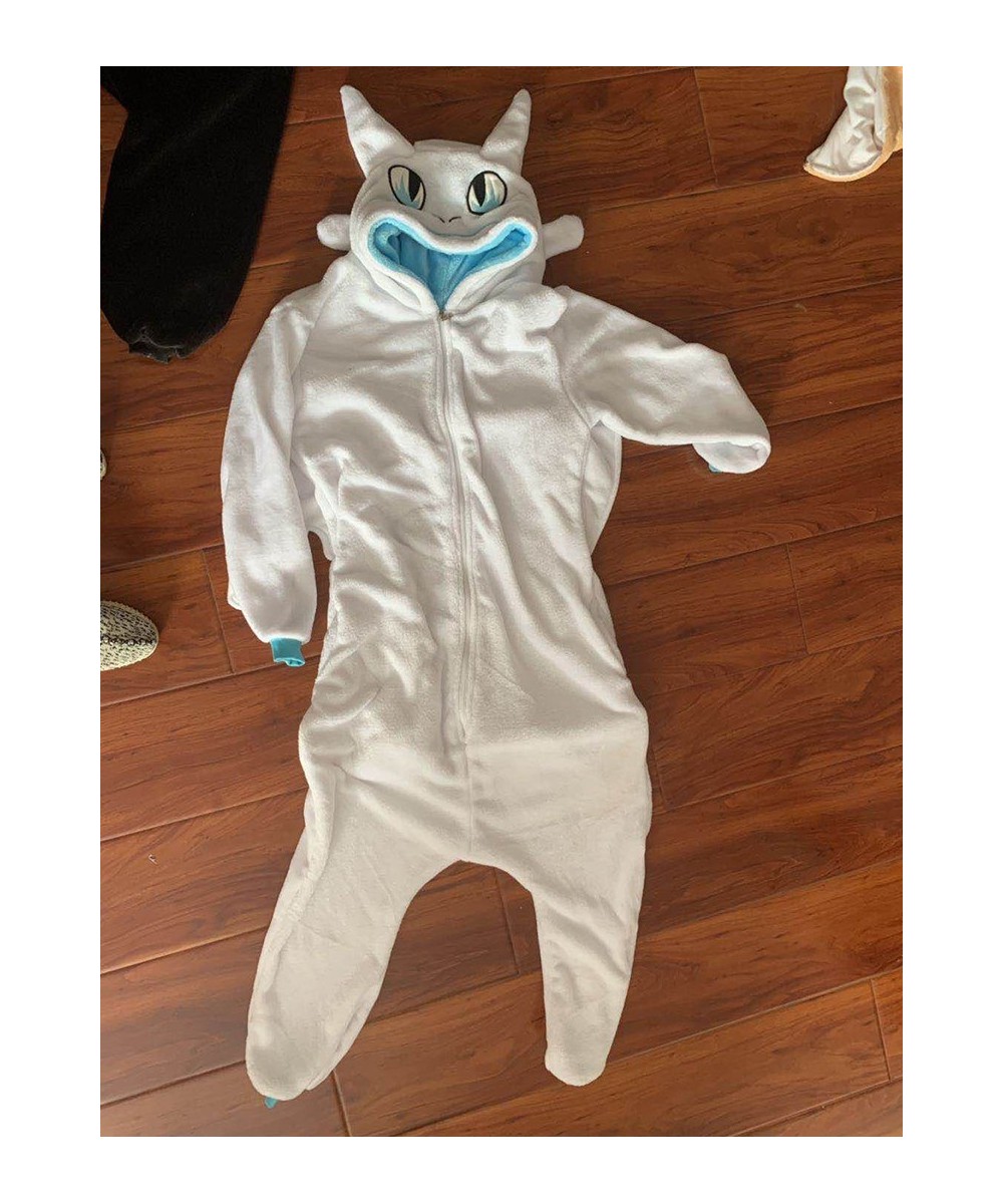 Toothless Dragon White Black Onesie Adult Unisex Flannel Pajama Anime Cosplay Costume Train Your Night Fury Sleepwear E46762A...