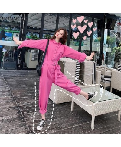 Jumpsuits Women Denin Solid Korean Style Loose BF Womens Chic Pocket Trendy Adjustable Retro Ulzzang All-match Streetwear New...