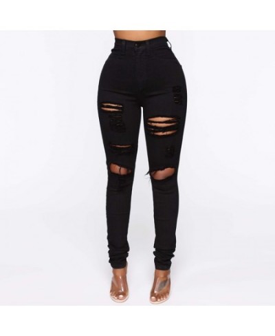 Ripped Jeans for Women 2023 New Fashion White Stretch Slim High Waisted Jeans Streetwear Chic Pencil Pants y2k pants $46.47 -...