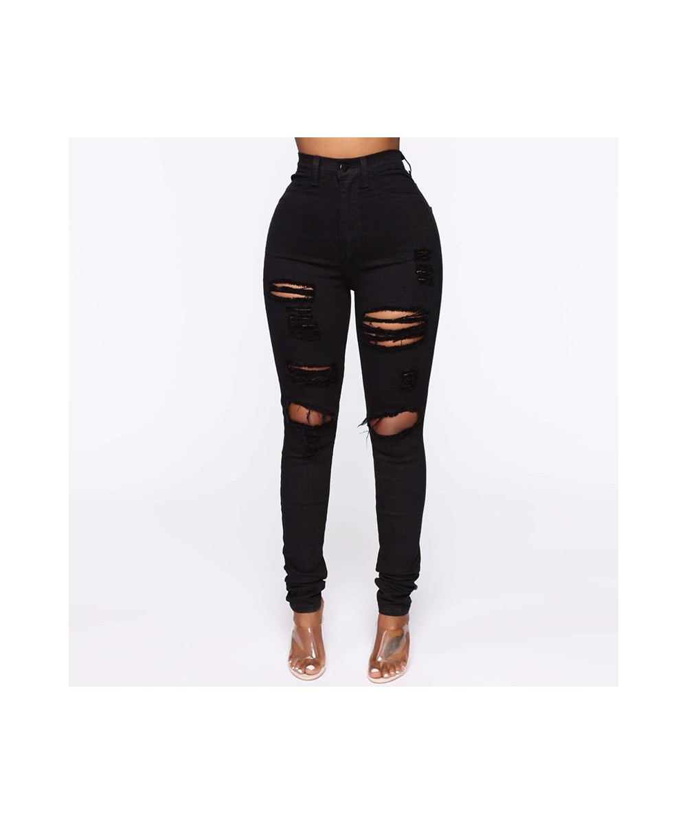 Ripped Jeans for Women 2023 New Fashion White Stretch Slim High Waisted Jeans Streetwear Chic Pencil Pants y2k pants $46.47 -...