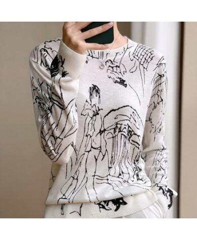 Summer Trendy Fine Imitation Wool Knitted T-Shirt Women's Short-Sleeved Top Graffiti Digital Jacquard Pullover Ladies Sweater...