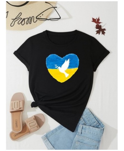 Women Harajuku T Shirt Summer Ukraine Flag Sunflower Printed T-shirt Political T Shirt Round Neck Short Sleeve Pullover Top $...