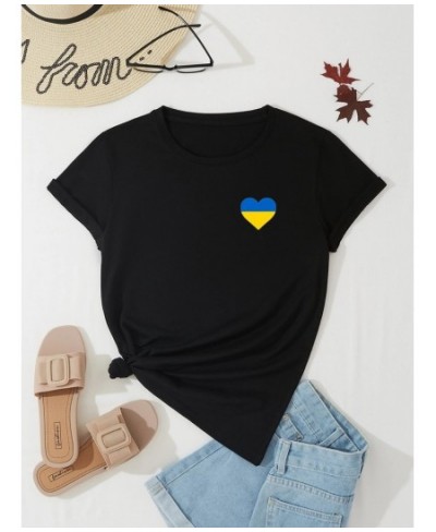 Women Harajuku T Shirt Summer Ukraine Flag Sunflower Printed T-shirt Political T Shirt Round Neck Short Sleeve Pullover Top $...