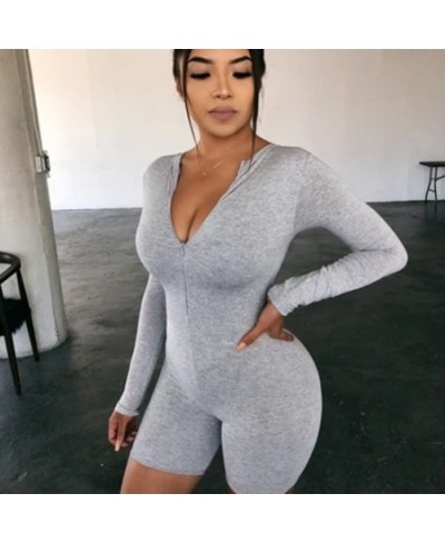 Bodysuit Rompers Womens Jumpsuit Sexy V-neck Jumpsuit Woman Long Sleeve Overalls $31.30 - Rompers