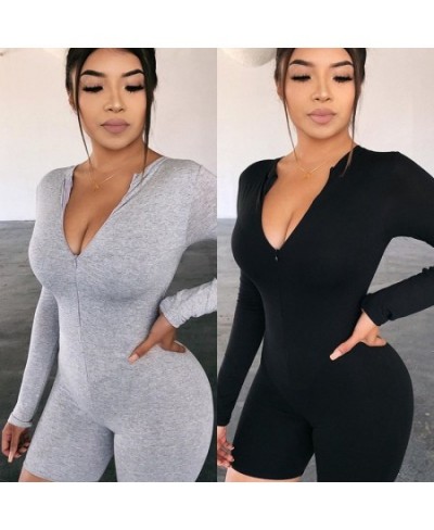 Bodysuit Rompers Womens Jumpsuit Sexy V-neck Jumpsuit Woman Long Sleeve Overalls $31.30 - Rompers