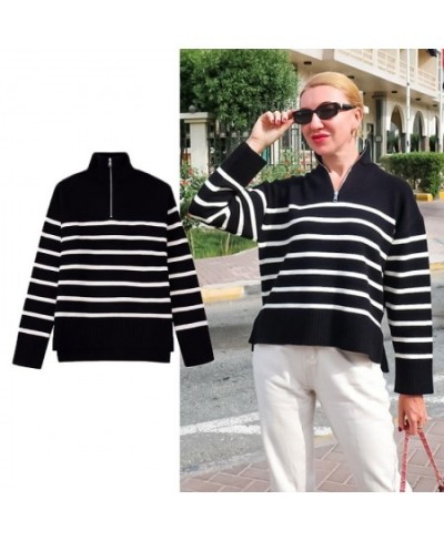 Sweater Knitted 2022 New Autumn Winter Warm Women Sweater Knitted Pullover Fashion Striped Youth Street Pullover Sweater $51....