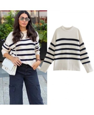 Sweater Knitted 2022 New Autumn Winter Warm Women Sweater Knitted Pullover Fashion Striped Youth Street Pullover Sweater $51....