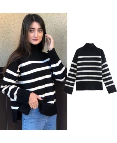 Sweater Knitted 2022 New Autumn Winter Warm Women Sweater Knitted Pullover Fashion Striped Youth Street Pullover Sweater $51....