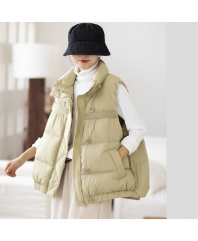 Warm Thicken White Duck Down Vest Coat Women Down Vest Jakcet Autumn Winter Ladies Stand Collar Sleeveless Oversize Waistcoat...