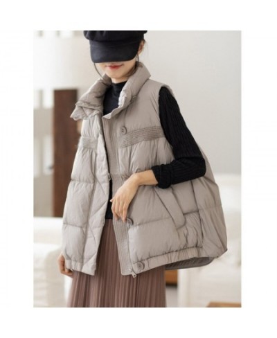 Warm Thicken White Duck Down Vest Coat Women Down Vest Jakcet Autumn Winter Ladies Stand Collar Sleeveless Oversize Waistcoat...