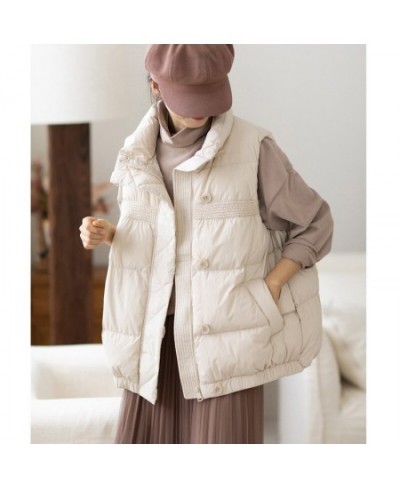 Warm Thicken White Duck Down Vest Coat Women Down Vest Jakcet Autumn Winter Ladies Stand Collar Sleeveless Oversize Waistcoat...