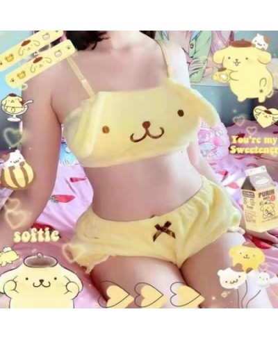 Cute Cartoon Sleepwear Set Sexy Camis Comfortable Plush Shorts Homewear Milk Silk Girls Underwear Suit Kawaii Pajamas Suit Se...